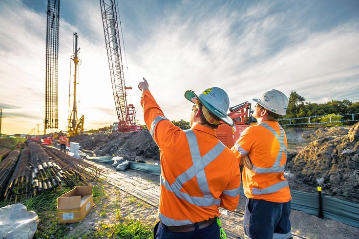 Construction workers building site Australia