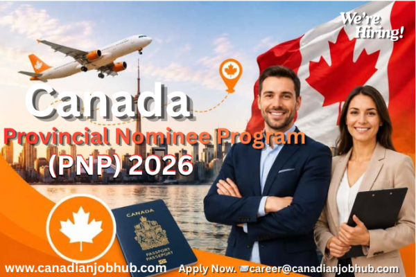 Canada Provincial Nominee Program (PNP) 2026 guide showing skilled workers applying for permanent residency through provincial nomination pathways.