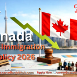 Canada New Immigration Policy 2026 guide showing work permits, PR pathways, Express Entry, visa updates, LMIA jobs, and immigration opportunities for skilled foreign workers.