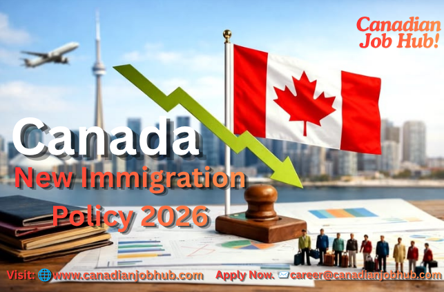 Canada New Immigration Policy 2026 guide showing work permits, PR pathways, Express Entry, visa updates, LMIA jobs, and immigration opportunities for skilled foreign workers.