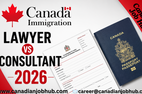 Canada Immigration Lawyer vs Immigration Consultant in Canada 2026 comparison guide showing legal services, costs, qualifications, PR applications, work permits, study permits, and visa assistance for immigrants.