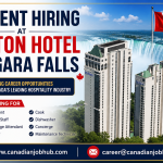 Employees working at Hilton Hotel Niagara Falls Canada with hospitality staff serving guests in 2026